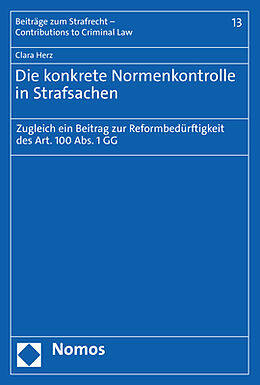 Kartonierter Einband Die konkrete Normenkontrolle in Strafsachen von Clara Herz