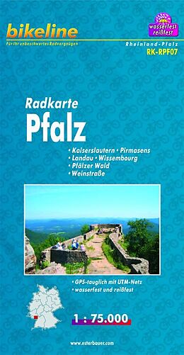 gefaltete (Land)Karte Radkarte Pfalz (RK-RPF07) von 