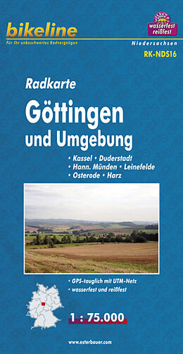 gefaltete (Land)Karte Radkarte Göttingen und Umgebung (RK-NDS16) von 