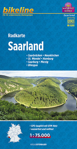 gefaltete (Land)Karte Radkarte Saarland (RK-SLD01) von 