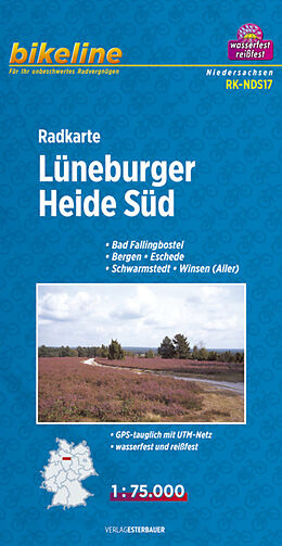 gefaltete (Land)Karte Radkarte Lüneburger Heide Süd (RK-NDS17) von 