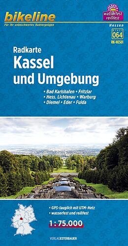 gefaltete (Land)Karte Radkarte Kassel und Umgebung (RK-HES01) von 