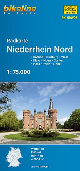 gefaltete (Land)Karte Radkarte Niederrhein Nord (RK-NRW03) von 