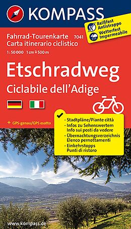 (Land)Karte KOMPASS Fahrrad-Tourenkarte Etschradweg - Ciclabile dell'Adige 1:50.000 von 