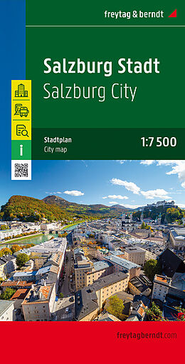 gefaltete (Land)Karte Salzburg Stadt, Stadtplan 1:7.500 von 
