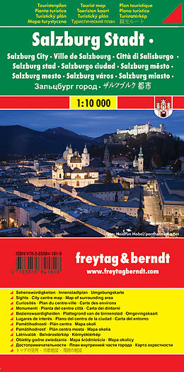 (Land)Karte Salzburg Stadt, Stadtplan 1:10.000, Touristenplan von 