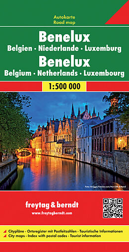 gefaltete (Land)Karte Benelux, Autokarte 1:500.000 von 
