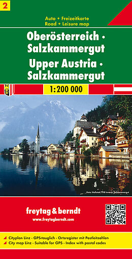 gefaltete (Land)Karte Oberösterreich - Salzkammergut, Autokarte 1:200.000 von 
