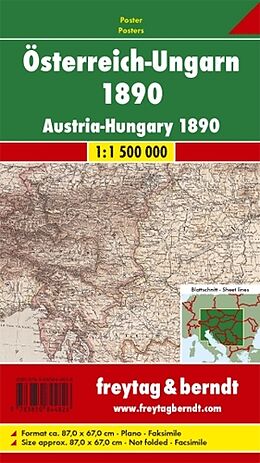 gerollte (Land)Karte Österreich-Ungarn 1890, Historische Karte, Poster 1:1,5 Mio. von 