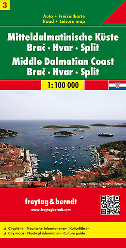 (Land)Karte Mitteldalmatinische Küste, Brac - Hvar - Split von 