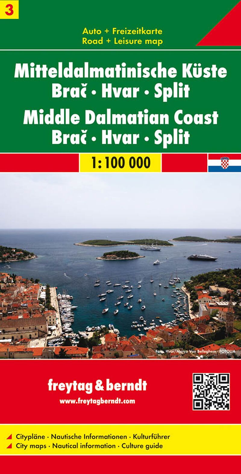 freytag & berndt Straßenkarte Mitteldalmatinische Küste, Brac - Hvar - Split 1:100.000