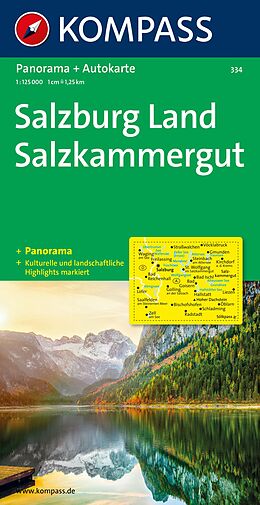 gefaltete (Land)Karte KOMPASS Autokarte Salzburg Land, Salzkammergut 1:125.000 von 