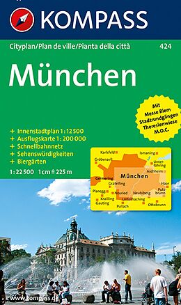 gefaltete (Land)Karte KOMPASS Stadtplan München 1:22.500 von 