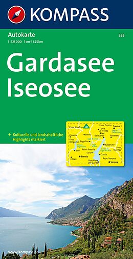(Land)Karte KOMPASS Autokarte Gardasee, Iseosee 1:125.000 von 