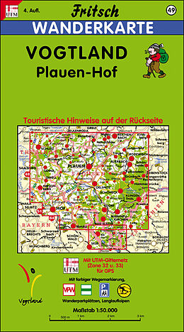 gefaltete (Land)Karte Vogtland - Plauen - Hof von 