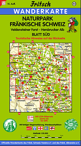 gefaltete (Land)Karte Naturpark Fränkische Schweiz - Blatt Süd von 