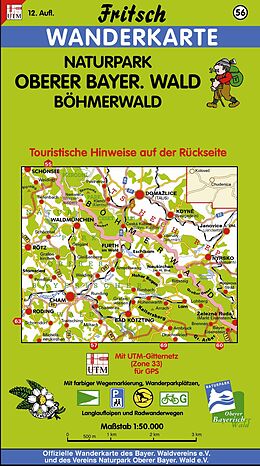 gefaltete (Land)Karte Naturpark Oberer Bayerischer Wald von 