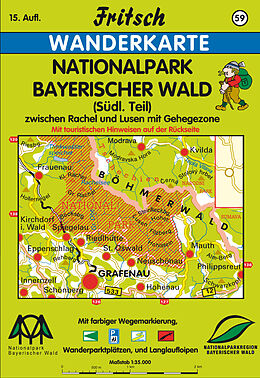 gefaltete (Land)Karte Nationalpark Bayerischer Wald (Südl. Teil) von 