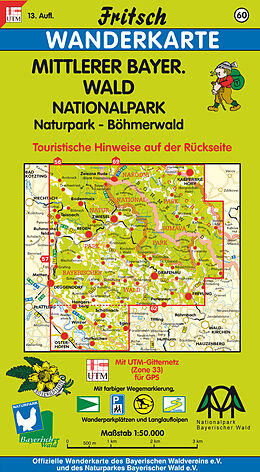 gefaltete (Land)Karte Mittlerer Bayerischer Wald Nationalpark von 
