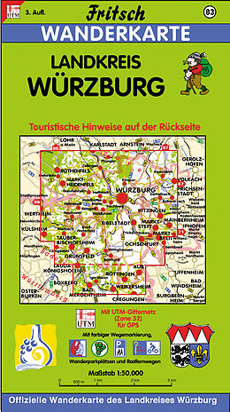 gefaltete (Land)Karte Landkreis Würzburg von 