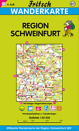 gefaltete (Land)Karte Region Schweinfurt von 