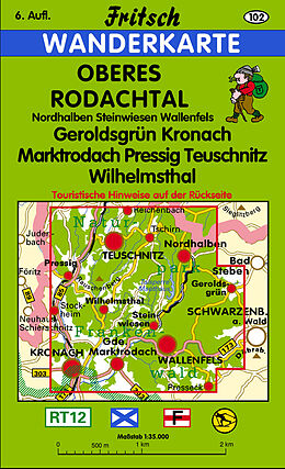 gefaltete (Land)Karte Oberes Rodachtal von 