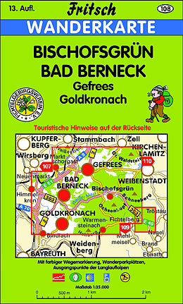 gefaltete (Land)Karte Bischofsgrün - Bad Berneck von 