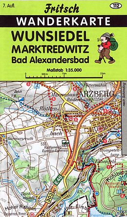 gefaltete (Land)Karte Wunsiedel - Marktredwitz - Bad Alexandersbad von 