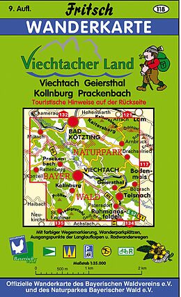 gefaltete (Land)Karte Viechtach von 
