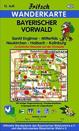 gefaltete (Land)Karte Bayerischer Vorwald von 