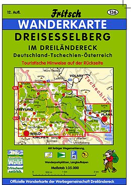 gefaltete (Land)Karte Dreisesselberg Im Dreiländereck Deutschland - Tschechien - Österreich von 