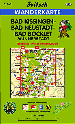 gefaltete (Land)Karte Bad Kissingen, Bad Neustadt, Bad Bocklet, Münnerstadt von 