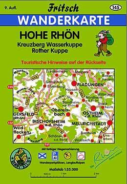 gefaltete (Land)Karte Hohe Rhön von 