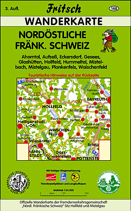 gefaltete (Land)Karte Nordöstliche Fränkische Schweiz von 