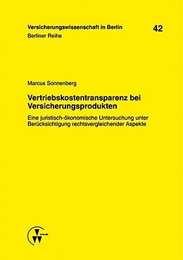 E-Book (pdf) Vertriebskostentransparenz bei Versicherungsprodukten von Marcus Sonnenberg