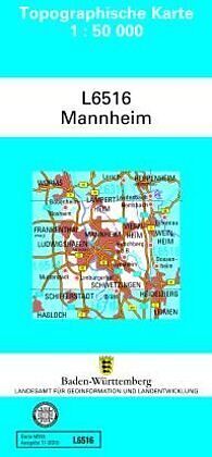 (Land)Karte L6516 Mannheim von 