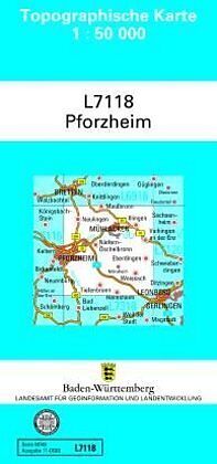 (Land)Karte L7118 Pforzheim von 