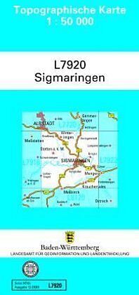 gefaltete (Land)Karte L7920 Sigmaringen von 