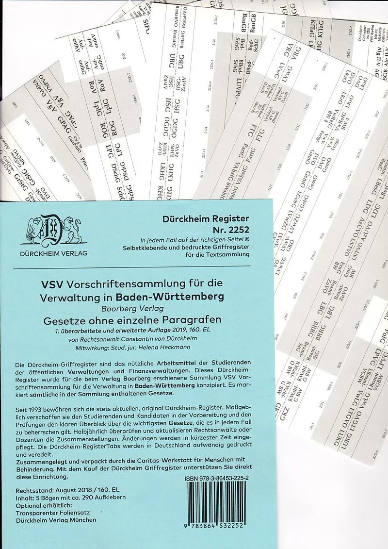 DürckheimRegister® VSV BADEN-WÜRTTEMBERG, für BOORBERG Verlag