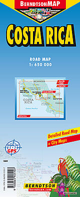 gefaltete (Land)Karte Costa Rica von 