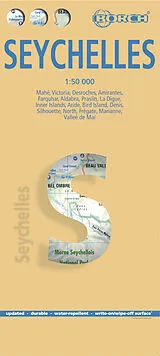 gefaltete (Land)Karte Seychelles, Seychellen, Borch Map von 