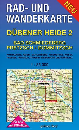 (Land)Karte Rad- und Wanderkarte Dübener Heide 2: Bad Schmiedeberg, Pretzsch, Dommitzsch von 