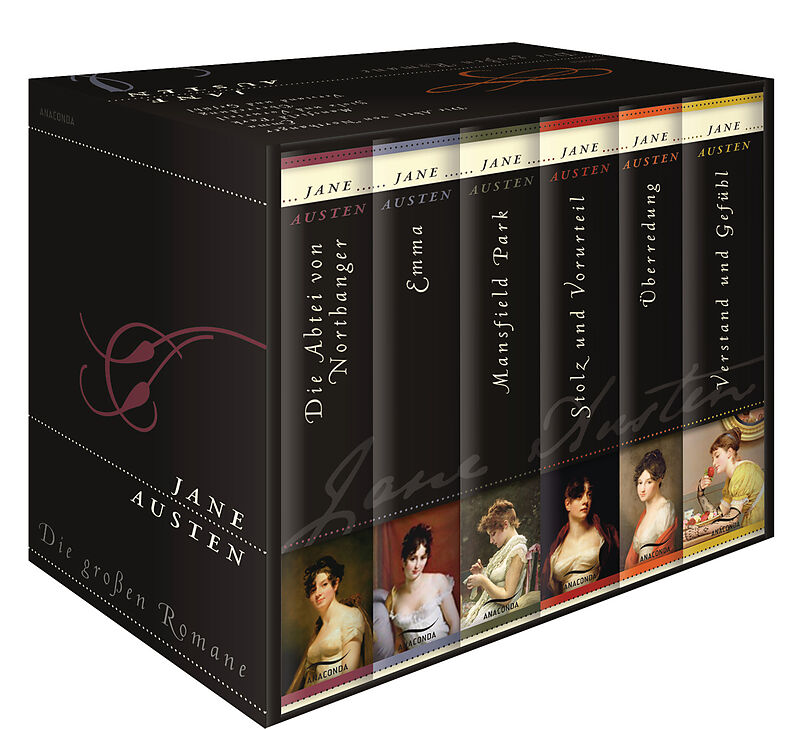 Jane Austen, Die großen Romane (Die Abteil von Northanger - Emma - Mansfield Park - Stolz und Vorurteil - Überredung - Verstand und Gefühl) (6 Bände im Schuber)