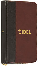 Kartonierter Einband Die Bibel  Schlachter 2000  Miniaturausgabe (PU-Einband, grau/braun, Goldschnitt, Reißverschluss) von 