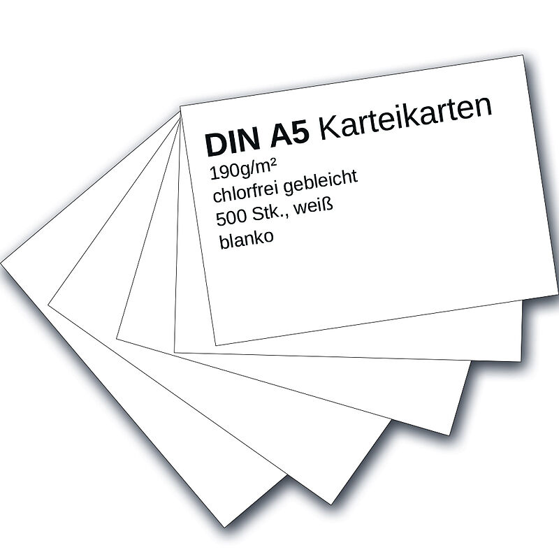 Karteikarten 500 St/ück A5 wei/ß blanko
