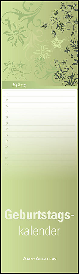Kalender Geburtstagskalender Mini Floral - Wandkalender (9,5 x 33) - Jahresunabhängig von 