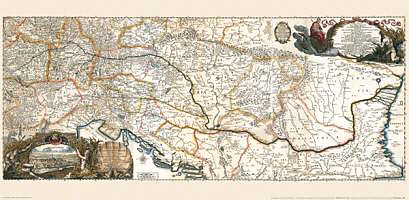 Historische Karte: Donaulauf mit Südosteuropa. Donaukarte 1683 (Plano)