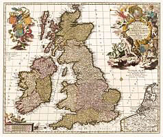 (Land)Karte Historische Karte: Großbritannien, Irland, Schottland 1717 (gerollt) von Nicolas Visscher