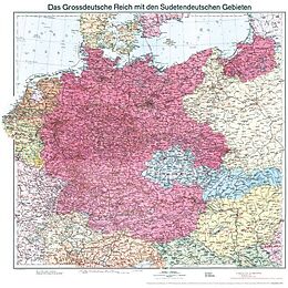 (Land)Karte Historische Karte: Deutschland - Das Großdeutsche Reich mit dem Sudetendeutschen Gebieten, 1938 (plano) von 