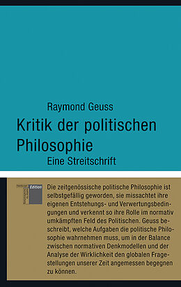 Fester Einband Kritik der politischen Philosophie von Raymond Geuss